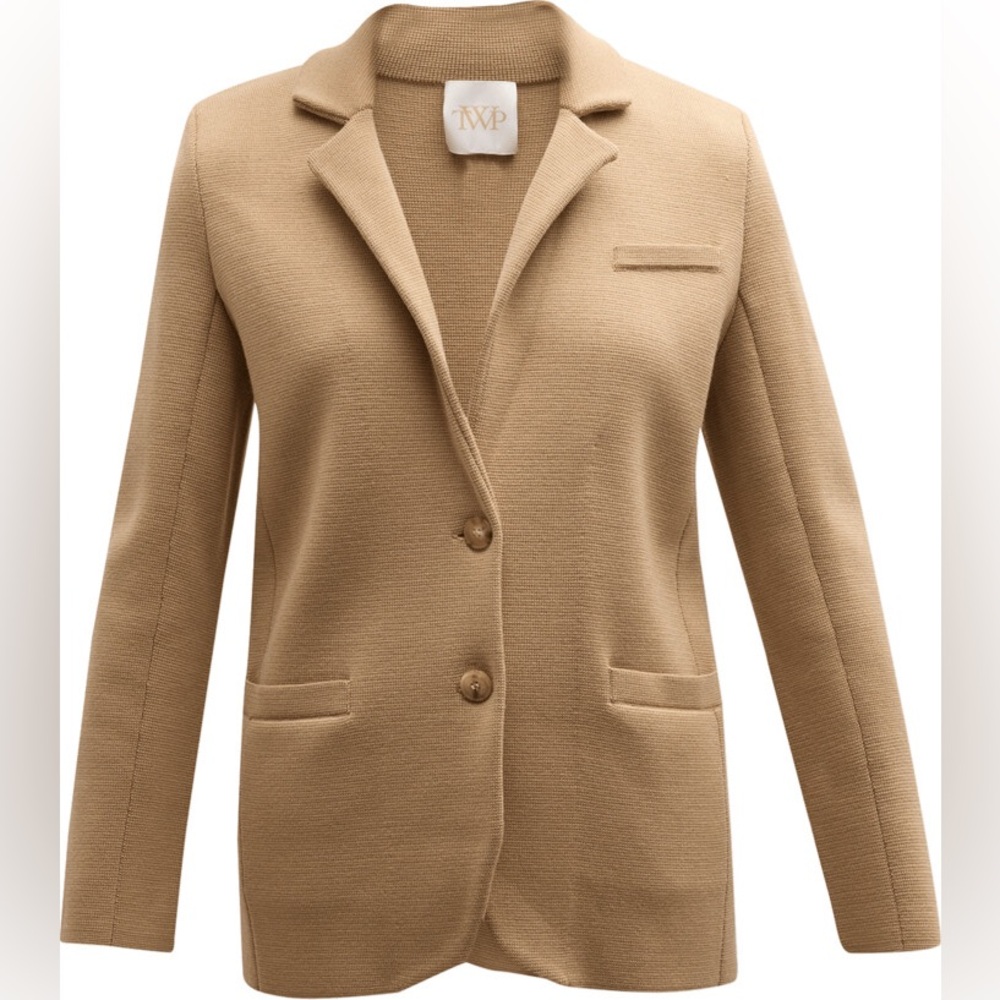 NWT TWP Camel Beige Knit Boyfriend Blazer 100% Merino Wool, size M - Picture 5 of 16